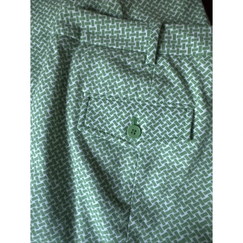 Talbots Heritage‎ Cropped Pants Women's Size 12 Green White Pattern Lattice - Picture 4 of 9